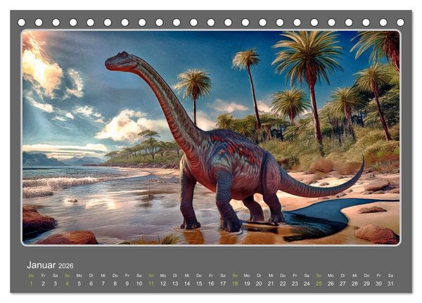 Produktbild: Riesenechsen der Urzeit (Tischkalender 2026 DIN A5 quer), CALVENDO Monatskalender