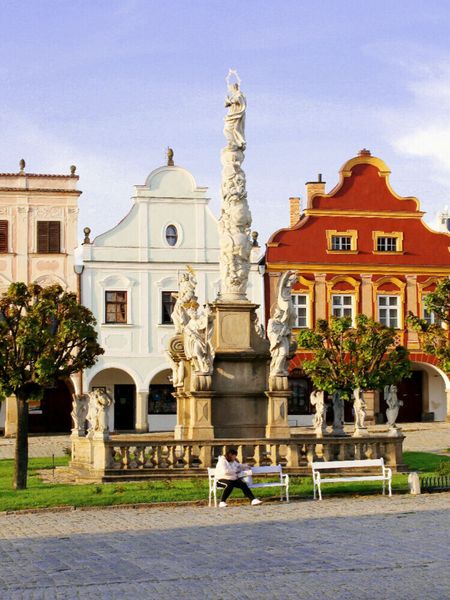 Produktbild: CALVENDO Puzzle Telc, Teltsch, in Tschechien, Marien- oder Pests&auml;ule am Marktplatz | 1000 Teile Lege-Gr&ouml;&szlig;e 64x48cm Foto-Puzzle f&uuml;r gl&uuml;ckliche Stunden
