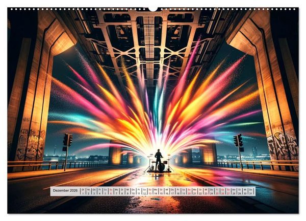 Produktbild: Drummer - Color Splash Rhythms: Trommelschl&auml;ge und Farbexplosionen (Wandkalender 2026 DIN A2 quer), CALVENDO Monatskalender