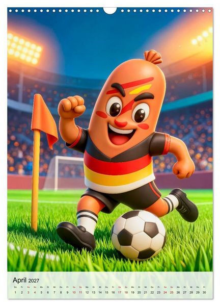 Produktbild: Food‑Fu&szlig;baller - Lustiger kulinarischer Fu&szlig;ballspa&szlig; (Wandkalender 2027 DIN A3 hoch), CALVENDO Monatskalender