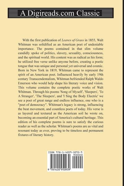 Produktbild: The Complete Poems of Walt Whitman