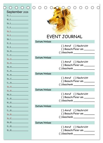 Produktbild: B-DAY PLANER - Aquarell Hunderassen - F&uuml;r Termine, Geschenke, Eventdetails & mehr (Tischkalender 2026 DIN A5 hoch), CALVENDO Monatskalender