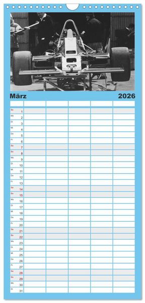 Produktbild: Familienplaner 2026 - Formel, Rennen, Boxengasse 1971-&acute;83 mit 5 Spalten (Wandkalender, 21 x 45 cm) CALVENDO