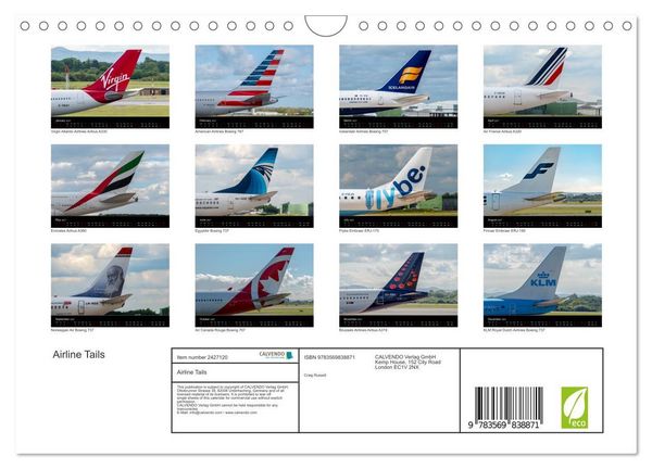Produktbild: Airline Tails (Wall Calendar 2027 DIN A4 landscape), CALVENDO 12 Month Wall Calendar
