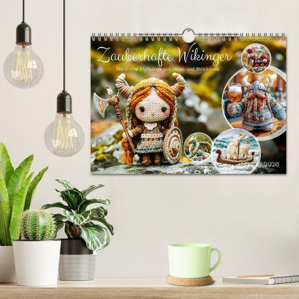 Produktbild: Zauberhafte Wikinger - Nordische Mythologie aus H&auml;kel- und Strickwolle (Wandkalender 2026 DIN A4 quer), CALVENDO Monatskalender