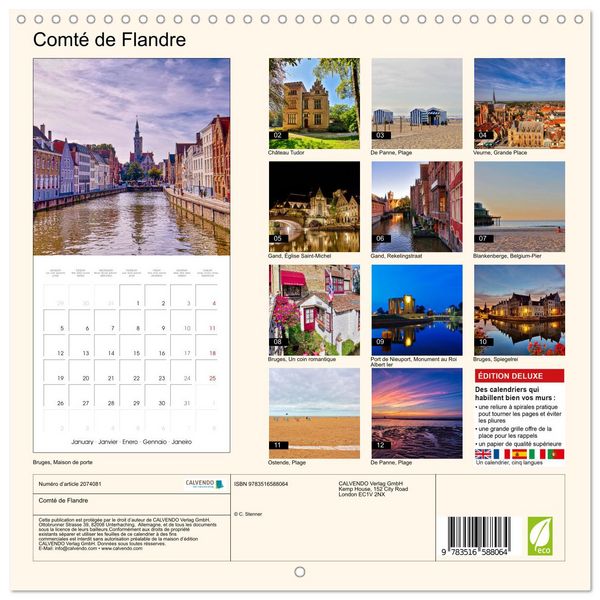 Produktbild: Comt&eacute; de Flandre (Calendrier mural carr&eacute; 2026 30x30 cm) Calendrier double avec une page pour vos prises de notes