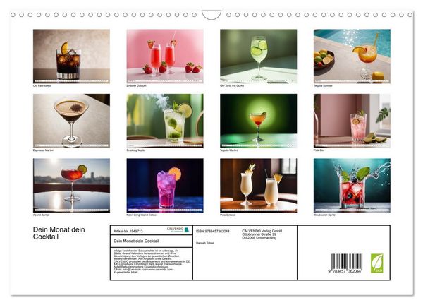 Produktbild: Dein Monat dein Cocktail (Wandkalender 2026 DIN A3 quer), CALVENDO Monatskalender