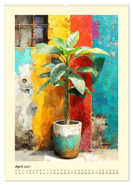 Produktbild: Pflanzenkunst. Mediterrane Farbakzente und florale Moderne (Wandkalender 2027 DIN A2 hoch), CALVENDO Monatskalender