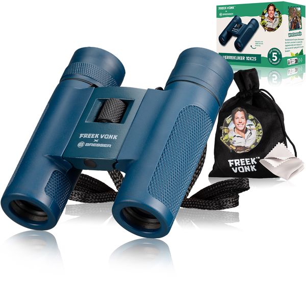 Produktbild: Freek Vonk 9820102 - BRESSER Kinderfernglas 10x25, 10-fache Vergr&ouml;&szlig;erung, Fernglas mit Tasche, Trageriemen, Reinigungstuch