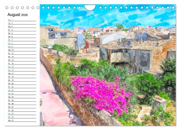 Produktbild: Mallorca - Impressionen in Aquarellfarben (Wandkalender 2026 DIN A4 quer), CALVENDO Monatskalender