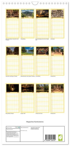 Produktbild: Familienplaner 2027 - Magisches Kambodscha mit 5 Spalten (Wandkalender, 21 x 45 cm) CALVENDO