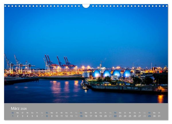 Produktbild: Hamburger Hafen - Im Zauber der Nacht (Wandkalender 2026 DIN A3 quer), CALVENDO Monatskalender