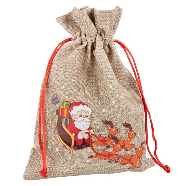 Produktbild: Idena Weihnachtsgeschenksack Weihnachtsmann Schlitten 15x22cm