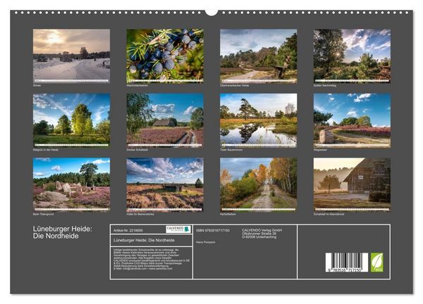 Produktbild: L&uuml;neburger Heide: Die Nordheide (hochwertiger Premium Wandkalender 2026 DIN A2 quer), Kunstdruck in Hochglanz