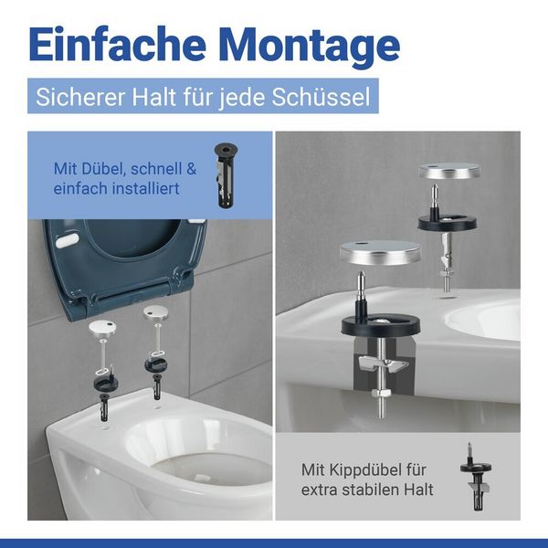 Produktbild: WC Sitz Mod. Samos Slate Blue, Toilettendeckel mit Absenkautomatik