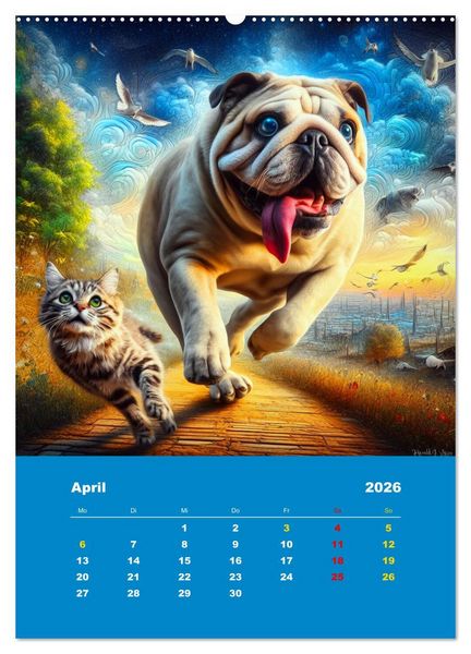 Produktbild: Abenteuer mit Micki und Bullig! (Wandkalender 2026 DIN A2 hoch), CALVENDO Monatskalender