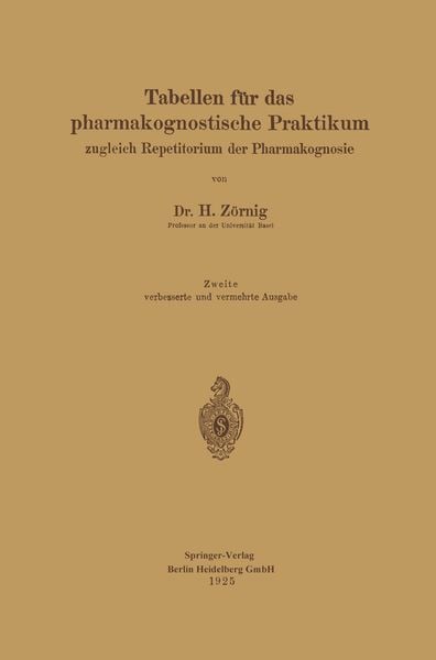 Produktbild: Tabellen f&uuml;r das pharmakognostische Praktikum