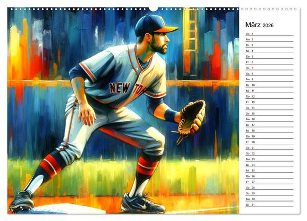 Produktbild: Baseball Acryl - Zwischen Realit&auml;t und KI Visionen (Wandkalender 2026 DIN A2 quer), CALVENDO Monatskalender