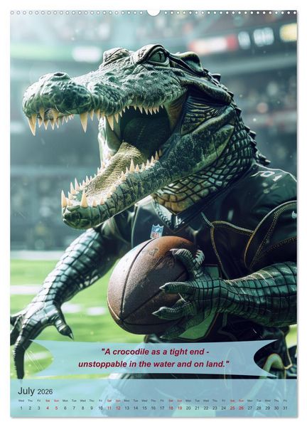 Produktbild: American football with funny animals (Wall Calendar 2026 DIN A2 portrait), CALVENDO 12 Month Wall Calendar