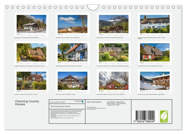 Produktbild: Charming Country Houses (Wall Calendar 2026 DIN A4 landscape), CALVENDO 12 Month Wall Calendar
