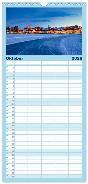 Produktbild: Familienplaner 2026 - Lulea - Wintertraum in Schwedisch Lappland mit 5 Spalten (Wandkalender, 21 x 45 cm) CALVENDO