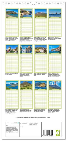 Produktbild: Familienplaner 2026 - Liparische Inseln - Vulkane im Tyrrhenischen Meer mit 5 Spalten (Wandkalender, 21 x 45 cm) CALVENDO