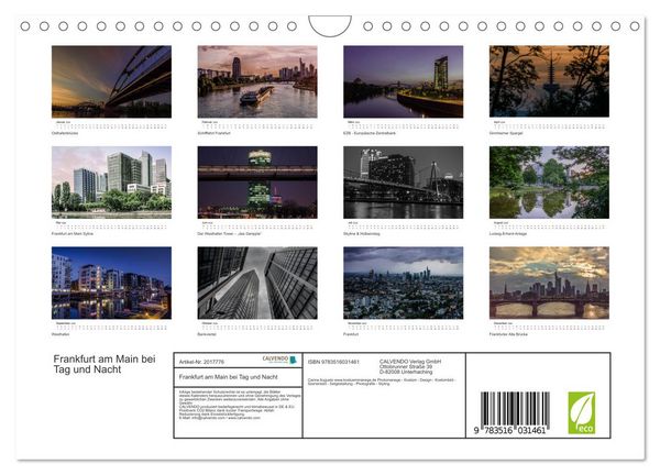 Produktbild: Frankfurt am Main bei Tag und Nacht (Wandkalender 2026 DIN A4 quer), CALVENDO Monatskalender