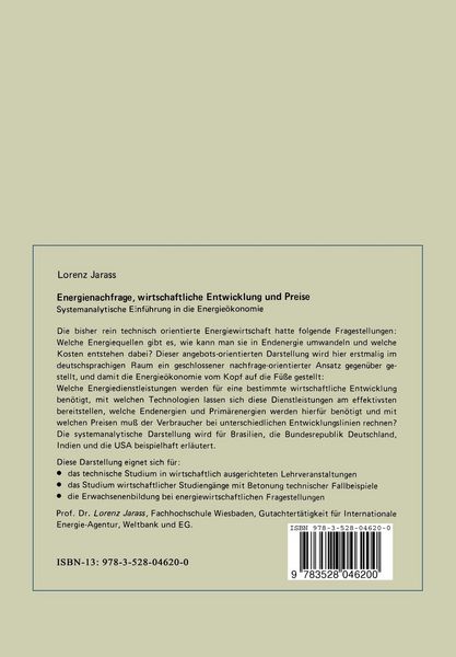 Produktbild: Energienachfrage, wirtschaftliche Entwicklung und Preise