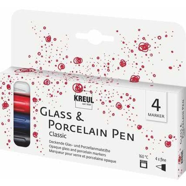 KREUL Glass & Porcelain Pen Classic fine 4 Stück Kartonetui