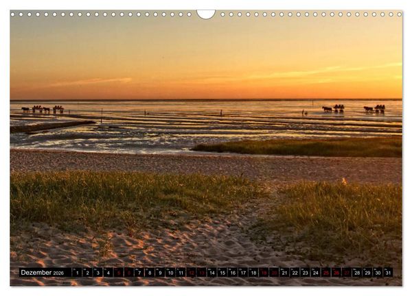 Produktbild: Sonnenunterg&auml;nge, an der Nordseek&uuml;ste vor Cuxhaven (Wandkalender 2026 DIN A3 quer), CALVENDO Monatskalender