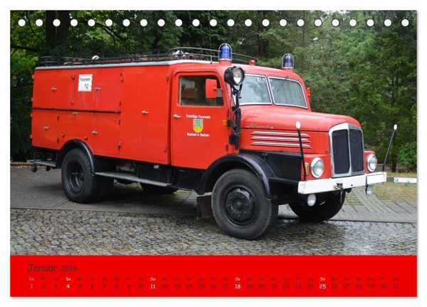 Produktbild: DDR Feuerwehr Klassiker (Tischkalender 2026 DIN A5 quer), CALVENDO Monatskalender