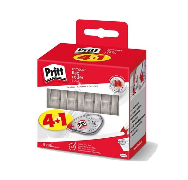 Produktbild: Pritt Kleben Pritt Korrektur Einweg Roller Compact, 4,2 mm, 5er Set