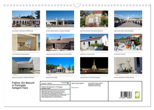 Produktbild: Fatima: Ein Besuch in Portugals heiligem Herz (Wandkalender 2026 DIN A3 quer), CALVENDO Monatskalender