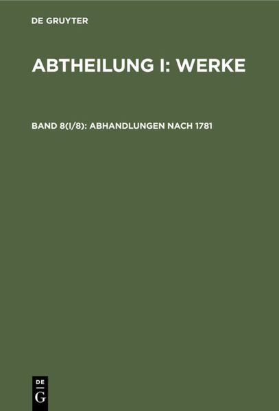 Produktbild: Abhandlungen nach 1781