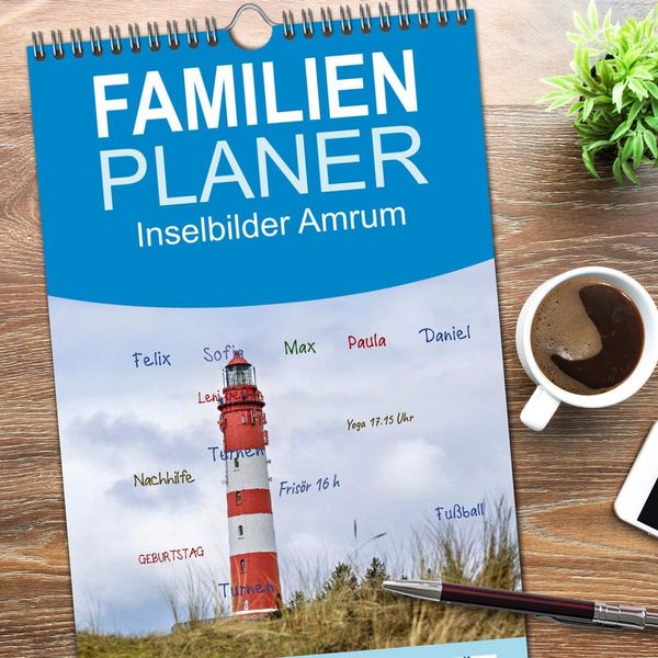 Produktbild: Familienplaner 2026 - Inselbilder Amrum mit 5 Spalten (Wandkalender, 21 x 45 cm) CALVENDO