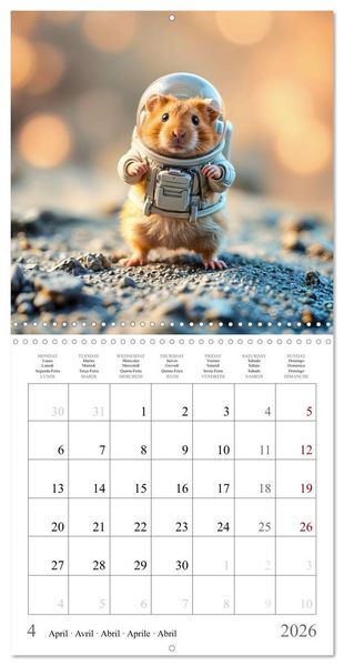 Produktbild: AI Hamster Astronauts exploring the Cosmos (Wall Calendar 2026 12 &times; 12 Inch) CALVENDO 12 Month Wall Calendar
