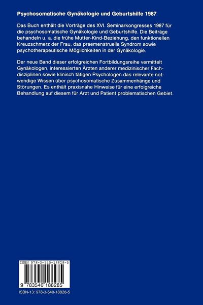 Produktbild: Psychosomatische Gyn&auml;kologie und Geburtshilfe 1987