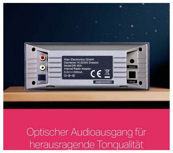 Produktbild: Albrecht DR 463+ Internet Radio-Adapter DAB+, Internetradio, UKW, WLAN Inkl. Fernbedienung, Spotify Anthrazit