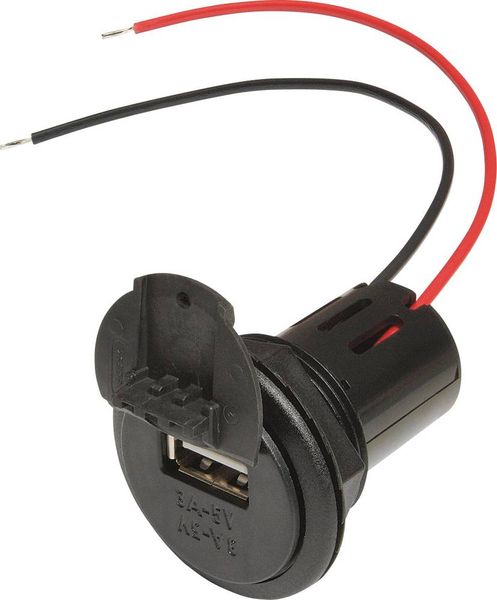 ProCar Power USB Einbausteckdose mit Deckel Belastbarkeit Strom max.=3 A Passend für (Details) USB-A Steckdose 12 V zu 5