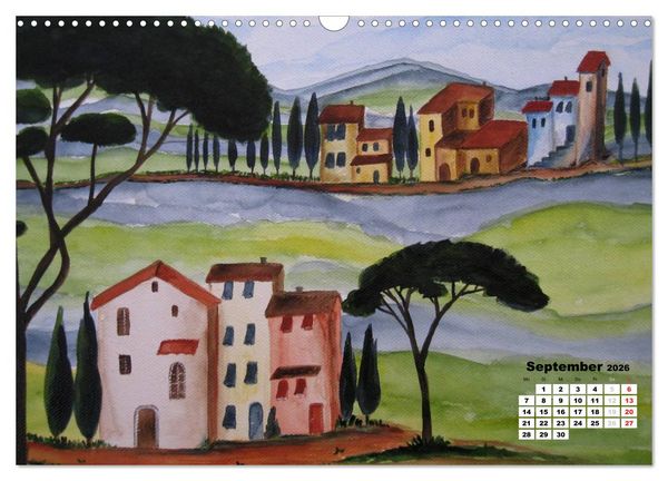 Produktbild: Toskana in Aquarell (Wandkalender 2026 DIN A3 quer), CALVENDO Monatskalender