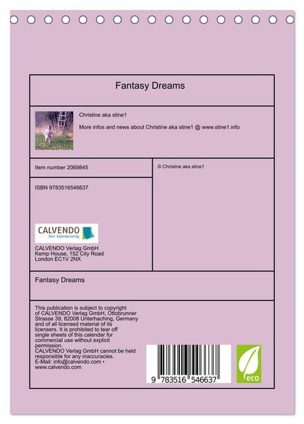 Produktbild: Fantasy Dreams (Desk Calendar 2026 DIN A5 portrait), CALVENDO 12 Month DeskCalendar