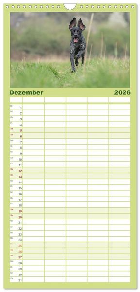Produktbild: Familienplaner 2026 - Jagdhunde bei der Arbeit mit 5 Spalten (Wandkalender, 21 x 45 cm) CALVENDO