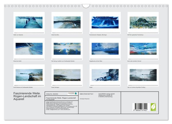 Produktbild: Faszinierende Weite. R&uuml;gen-Landschaft im Aquarell (Wandkalender 2026 DIN A3 quer), CALVENDO Monatskalender