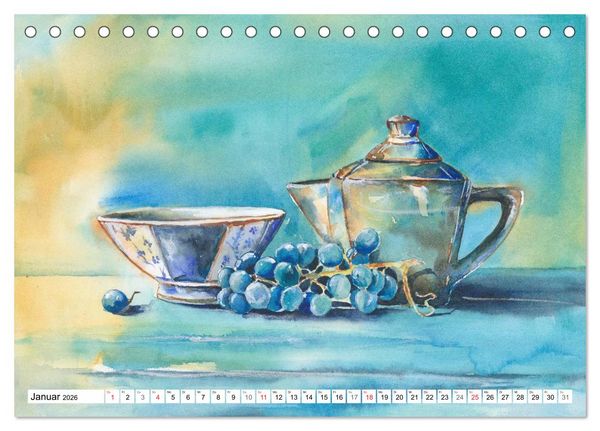 Produktbild: Stillleben Aquarelle (Tischkalender 2026 DIN A5 quer), CALVENDO Monatskalender