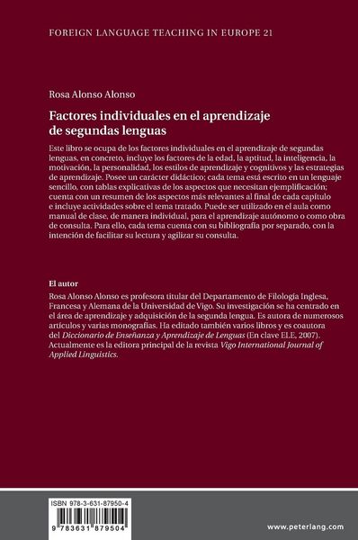 Produktbild: Factores individuales en el aprendizaje de segundas lenguas
