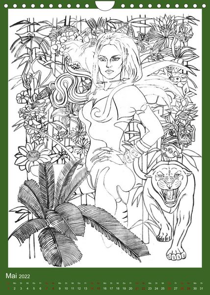 Produktbild: Burlesque Malkalender, Malbuch / burlesque coloring book mit Bildern von Sara Horwath (Wandkalender 2022 DIN A4 hoch)