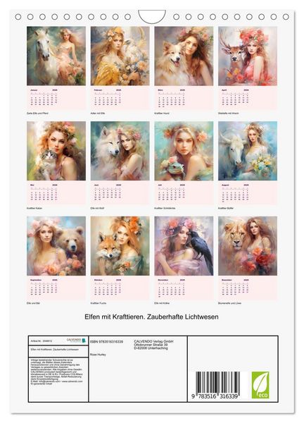 Produktbild: Elfen mit Krafttieren. Zauberhafte Lichtwesen (Wandkalender 2026 DIN A4 hoch), CALVENDO Monatskalender