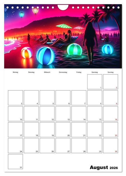 Produktbild: Neonlicht Familienplaner (Wandkalender 2026 DIN A4 hoch), CALVENDO Monatskalender