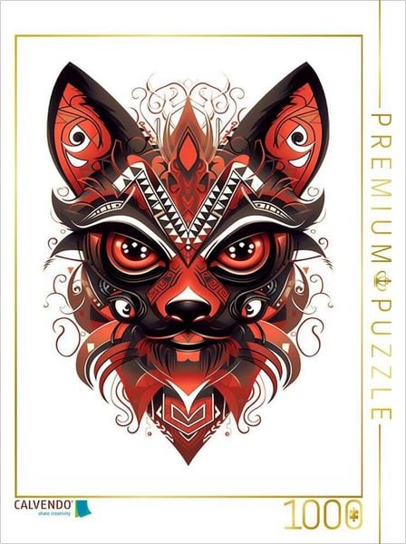 CALVENDO Puzzle Wüstenfuchs im Tattoo Design | 1000 Teile Lege-Größe 64x48cm Foto-Puzzle für glückliche Stunden