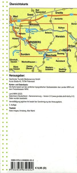 Produktbild: Arnsberg, Meschede, Warstein und M&ouml;hnsee Blatt 13, topographische Wanderkarte NRW